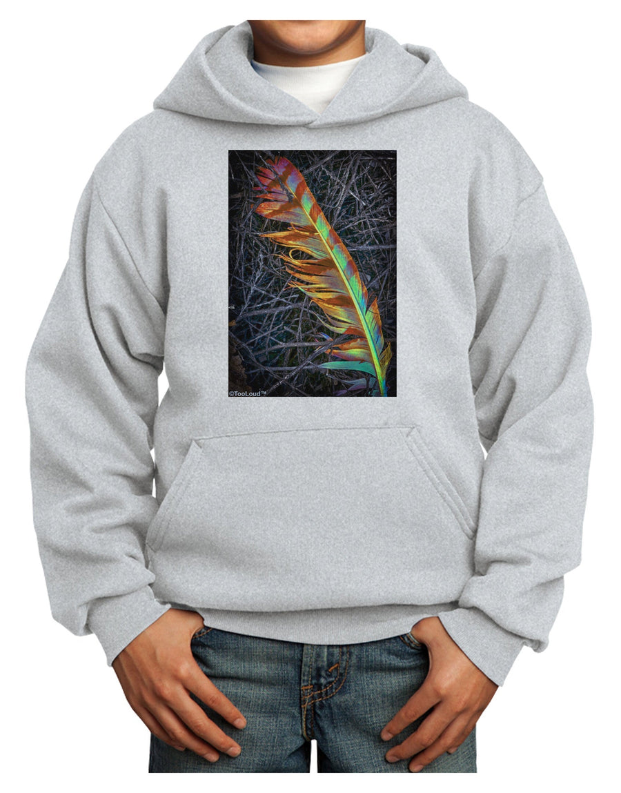 Rainbow Feather Youth Hoodie Pullover Sweatshirt-Youth Hoodie-TooLoud-White-XS-Davson Sales