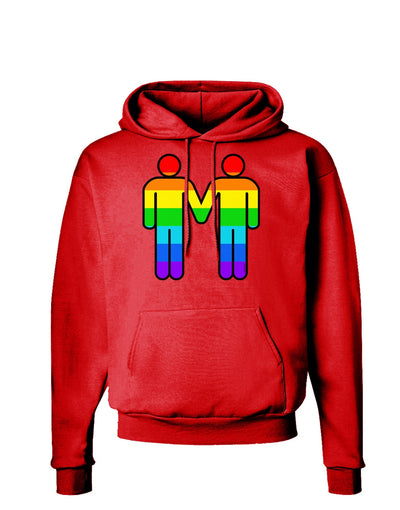 Rainbow Gay Men Holding Hands Dark Hoodie Sweatshirt-Hoodie-TooLoud-Red-Small-Davson Sales