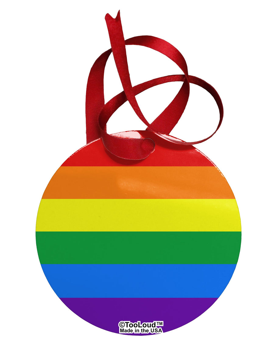 Rainbow Horizontal Gay Pride Flag Circular Metal Ornament All Over Print by TooLoud-Ornament-TooLoud-White-Davson Sales