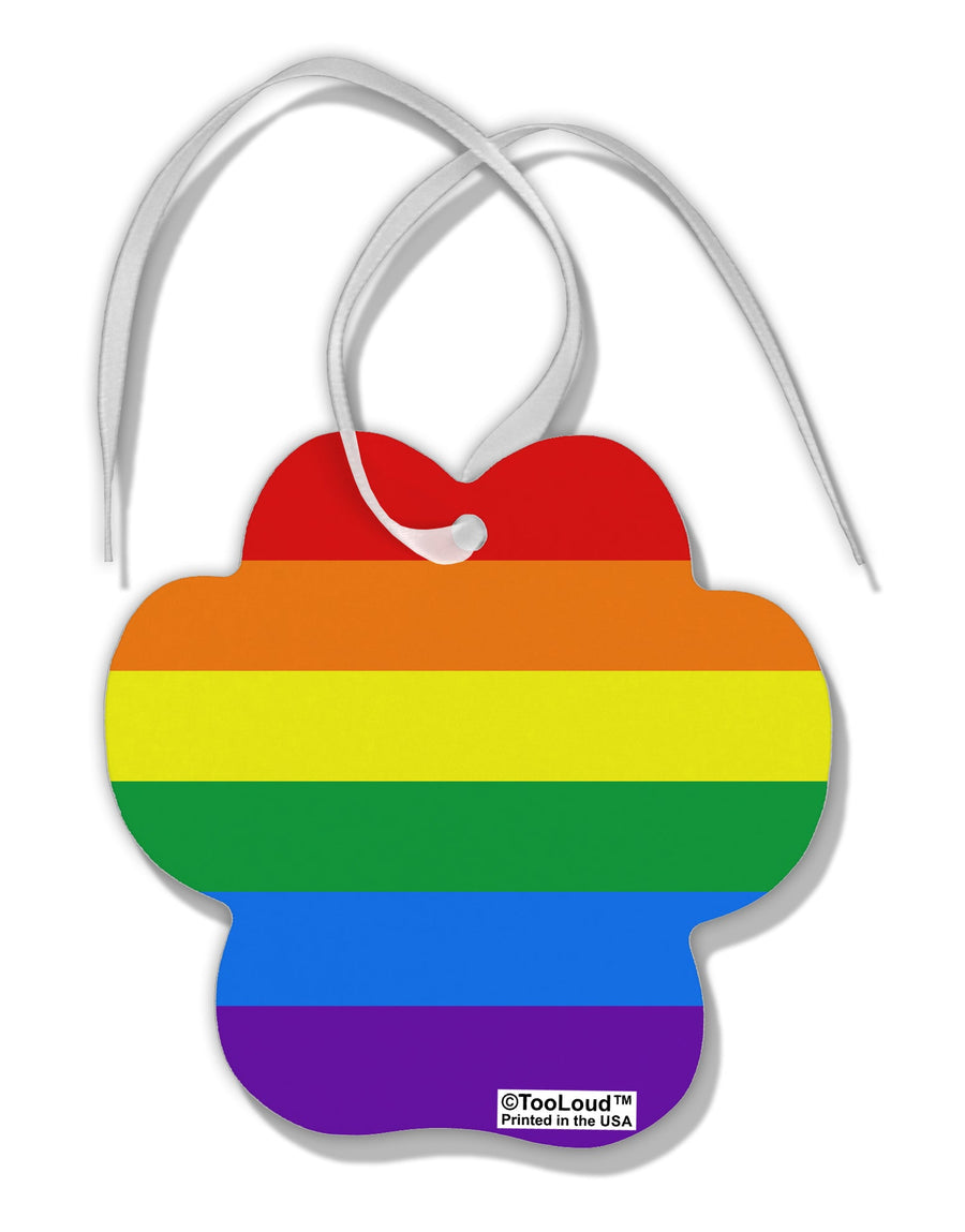 Rainbow Horizontal Gay Pride Flag Paw Print Shaped Ornament All Over Print by TooLoud-Ornament-TooLoud-White-Davson Sales