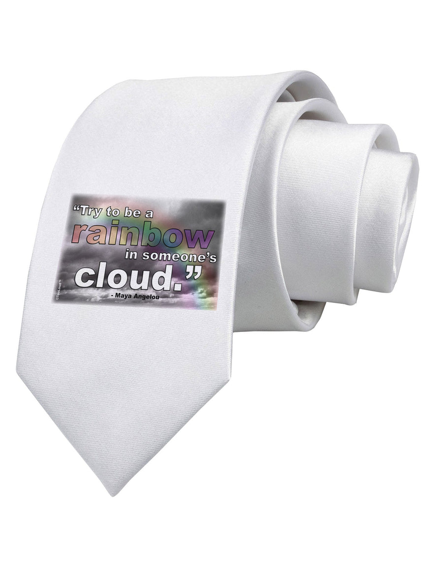 Rainbow in Cloud M Angelou Printed White Necktie by TooLoud