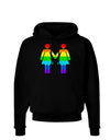 Rainbow Lesbian Women Holding Hands Dark Hoodie Sweatshirt-Hoodie-TooLoud-Black-Small-Davson Sales