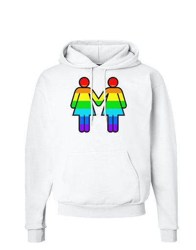 Rainbow Lesbian Women Holding Hands Hoodie Sweatshirt-Hoodie-TooLoud-White-Small-Davson Sales