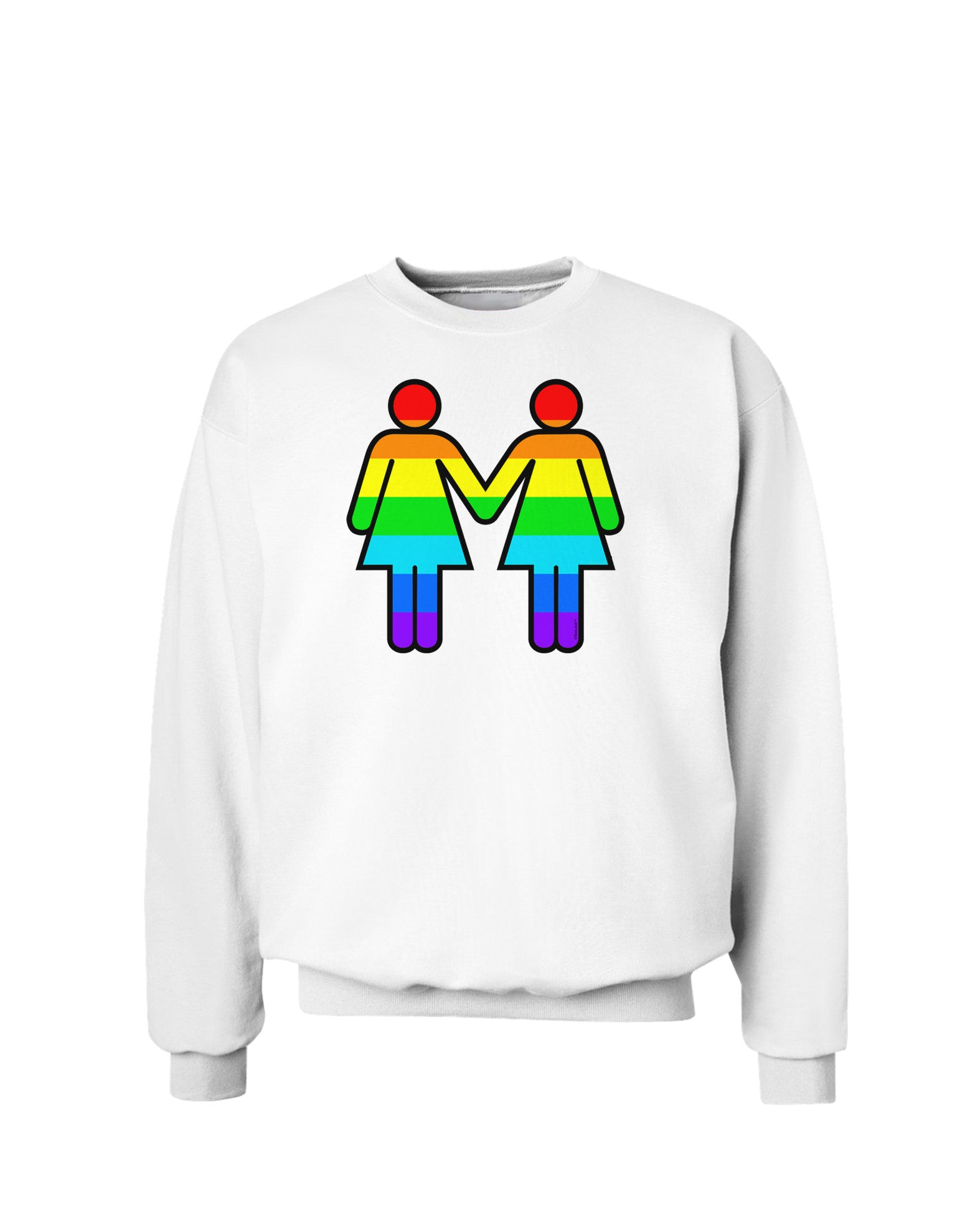 Rainbow Lesbian Women Holding Hands Sweatshirt-Sweatshirts-TooLoud-White-Small-Davson Sales