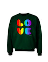 Rainbow LOVE Text Adult Dark Sweatshirt by TooLoud-Sweatshirts-TooLoud-Deep-Forest-Green-Small-Davson Sales