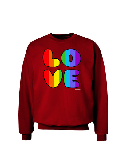 Rainbow LOVE Text Adult Dark Sweatshirt by TooLoud-Sweatshirts-TooLoud-Deep-Red-Small-Davson Sales