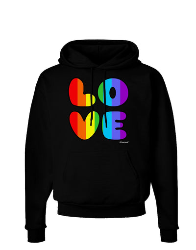 Rainbow LOVE Text Dark Hoodie Sweatshirt by TooLoud-Hoodie-TooLoud-Black-Small-Davson Sales