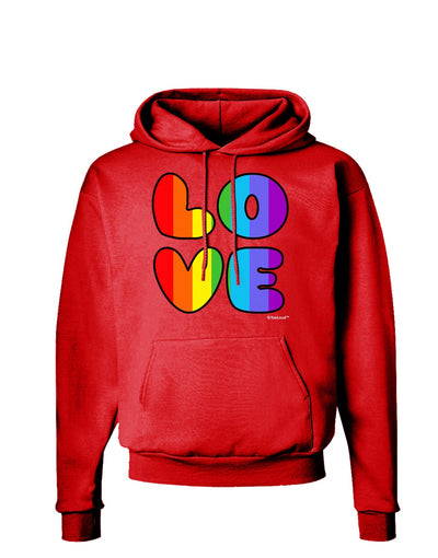 Rainbow LOVE Text Dark Hoodie Sweatshirt by TooLoud-Hoodie-TooLoud-Red-Small-Davson Sales