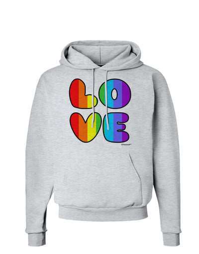 Rainbow LOVE Text Hoodie Sweatshirt by TooLoud-Hoodie-TooLoud-AshGray-Small-Davson Sales