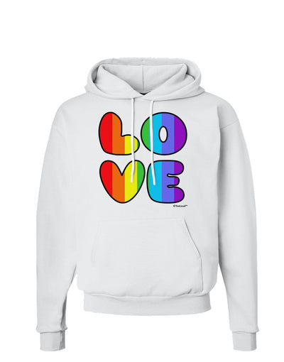 Rainbow LOVE Text Hoodie Sweatshirt by TooLoud-Hoodie-TooLoud-White-Small-Davson Sales