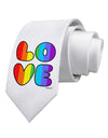 Rainbow LOVE Text Printed White Necktie by TooLoud