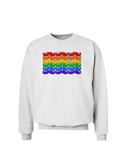 Rainbow Mustaches Gay Pride Flag Sweatshirt-Sweatshirts-TooLoud-White-Small-Davson Sales