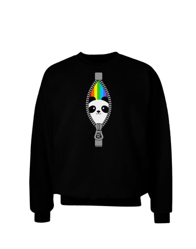 Rainbow Panda Peeking Out of Zipper Adult Dark Sweatshirt by TooLoud-Sweatshirts-TooLoud-Black-Small-Davson Sales