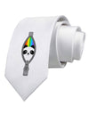 Rainbow Panda Peeking Out of Zipper Printed White Necktie by TooLoud