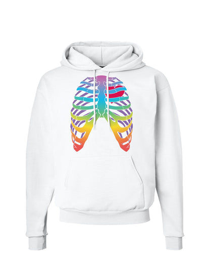 Rainbow Skeleton Ribcage with Heart Hoodie Sweatshirt-Hoodie-TooLoud-White-Small-Davson Sales