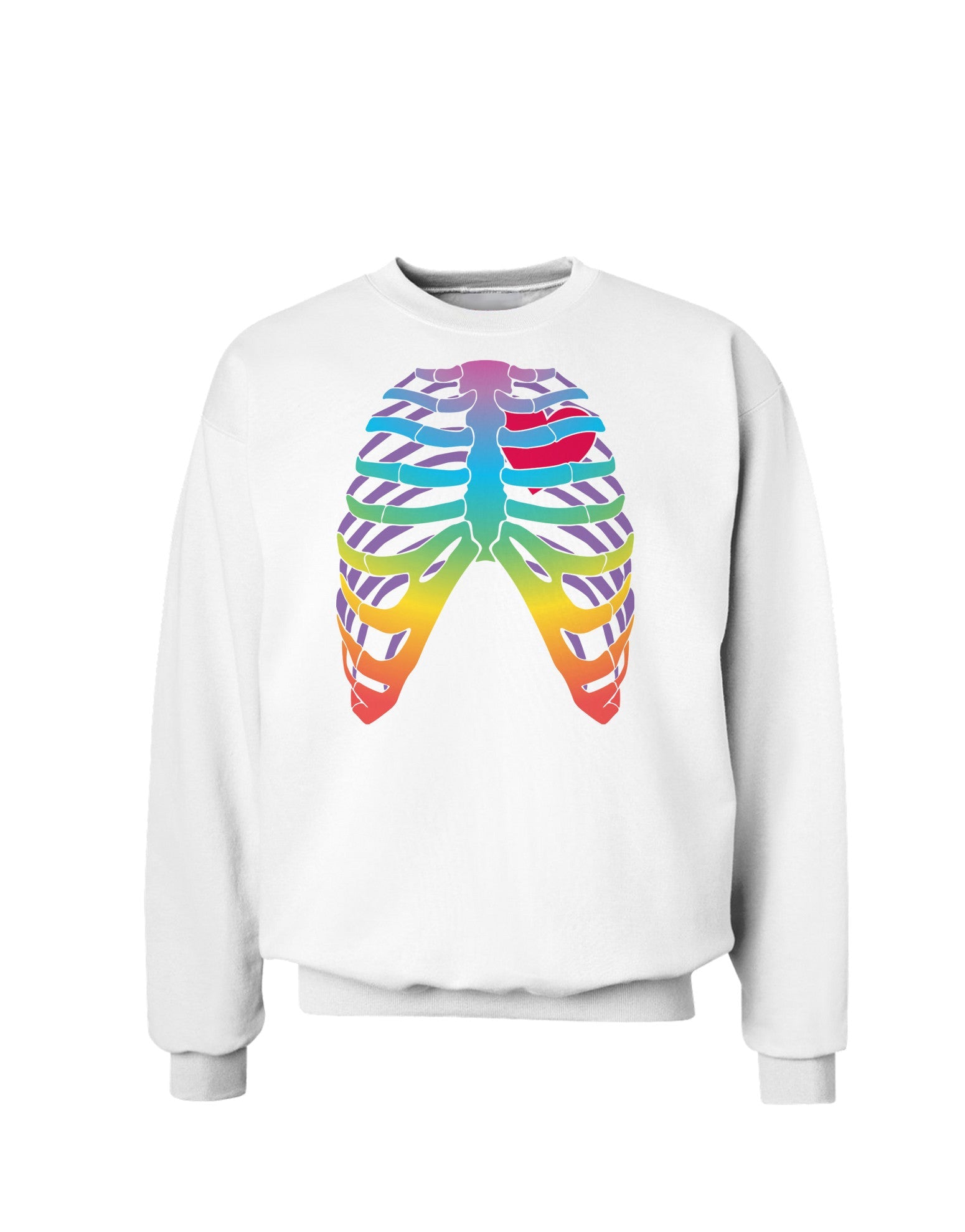 Rainbow Skeleton Ribcage with Heart Sweatshirt-Sweatshirts-TooLoud-White-Small-Davson Sales