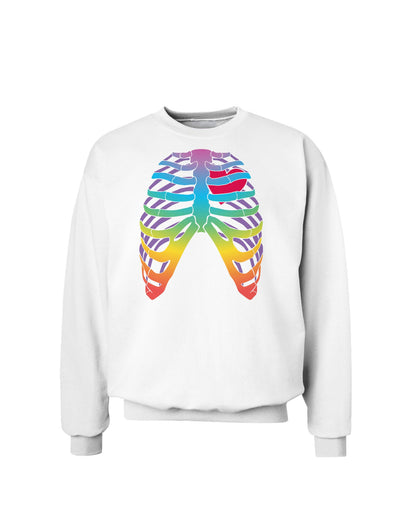 Rainbow Skeleton Ribcage with Heart Sweatshirt-Sweatshirts-TooLoud-White-Small-Davson Sales