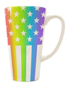 Rainbow Stars and Stripes 16 Ounce Conical Latte Coffee Mug All Over Print - Perfect for Displaying American Pride TooLoud-Conical Latte Mug-TooLoud-White-Davson Sales