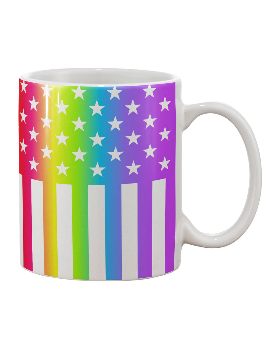 Rainbow Stars and Stripes Printed 11 oz Coffee Mug All Over Print - Crafted for the American Pride TooLoud-11 OZ Coffee Mug-TooLoud-White-Davson Sales