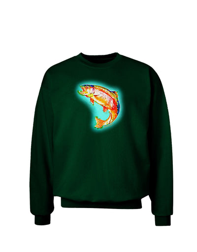 Rainbow Trout WaterColor Adult Dark Sweatshirt-Sweatshirts-TooLoud-Deep-Forest-Green-Small-Davson Sales