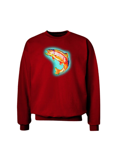 Rainbow Trout WaterColor Adult Dark Sweatshirt-Sweatshirts-TooLoud-Deep-Red-Small-Davson Sales