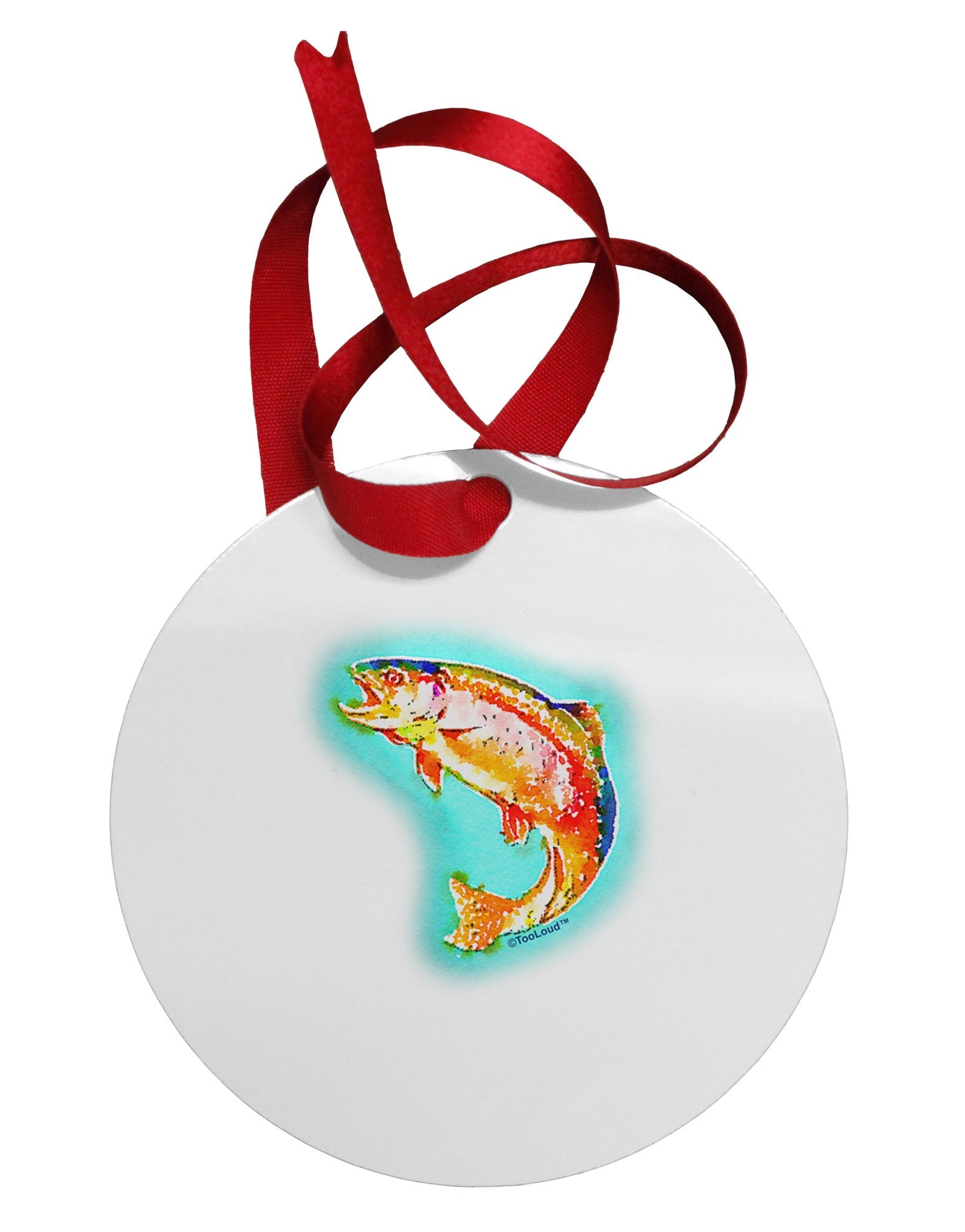 Rainbow Trout WaterColor Circular Metal Ornament-Ornament-TooLoud-White-Davson Sales