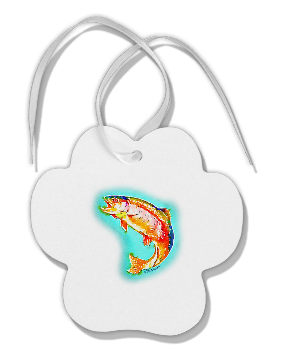 Rainbow Trout WaterColor Paw Print Shaped Ornament-Ornament-TooLoud-White-Davson Sales