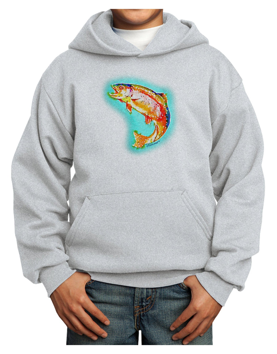 Rainbow Trout WaterColor Youth Hoodie Pullover Sweatshirt-Youth Hoodie-TooLoud-White-XS-Davson Sales