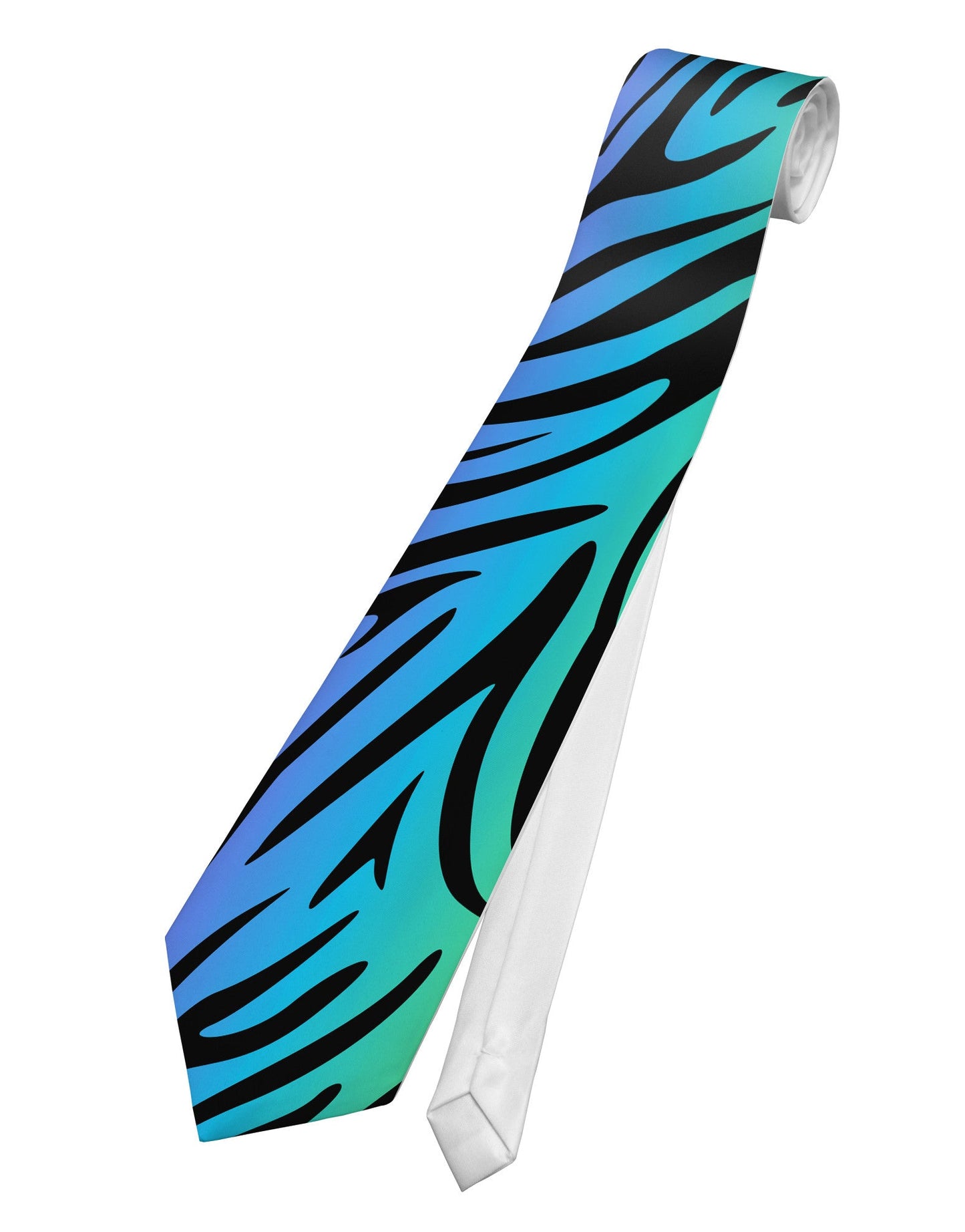 Rainbow Zebra Print Printed White Necktie All Over Print