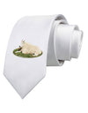 Ram Cutout Printed White Necktie