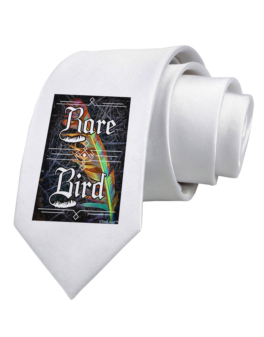 Rare Bird - Colorful Feather Printed White Necktie