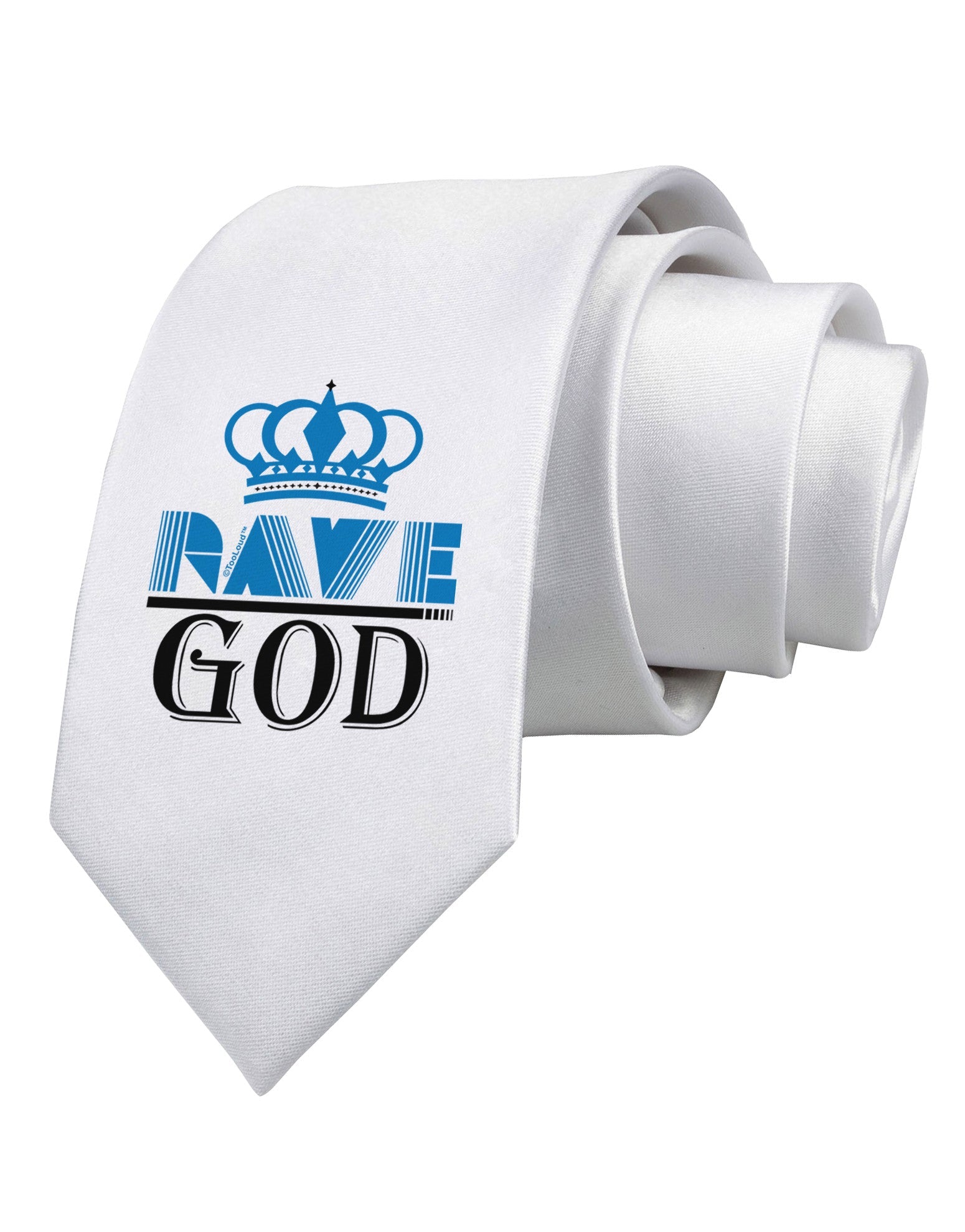 Rave God Printed White Necktie