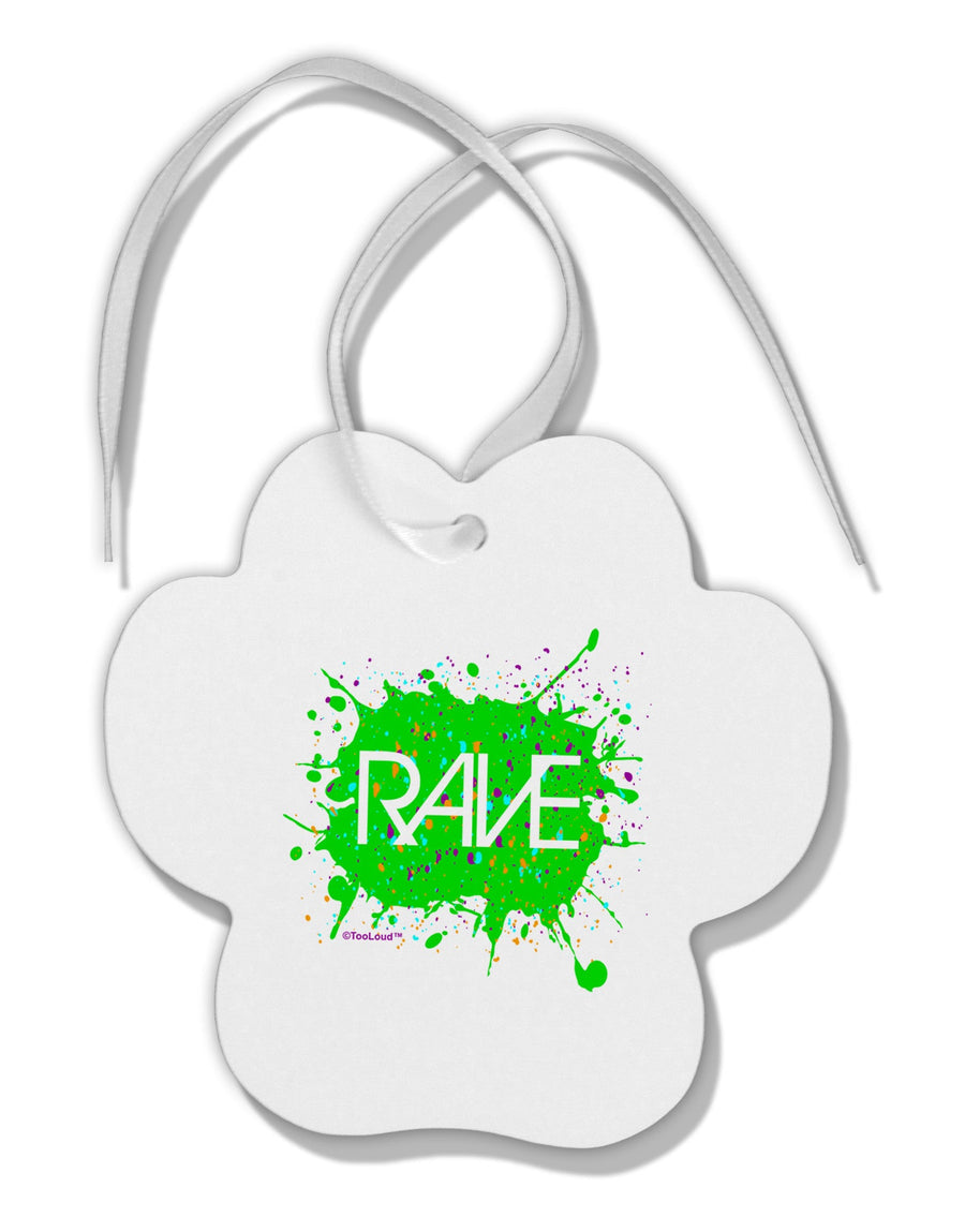 Rave Splatter Green Paw Print Shaped Ornament-Ornament-TooLoud-White-Davson Sales