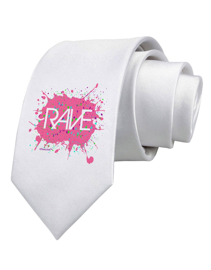 Rave Splatter Pink Printed White Necktie