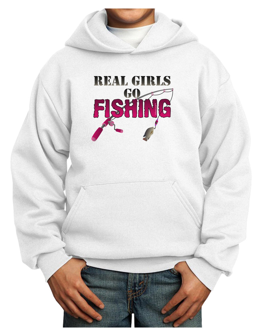 Real Girls Go Fishing Youth Hoodie Pullover Sweatshirt-Youth Hoodie-TooLoud-White-XS-Davson Sales