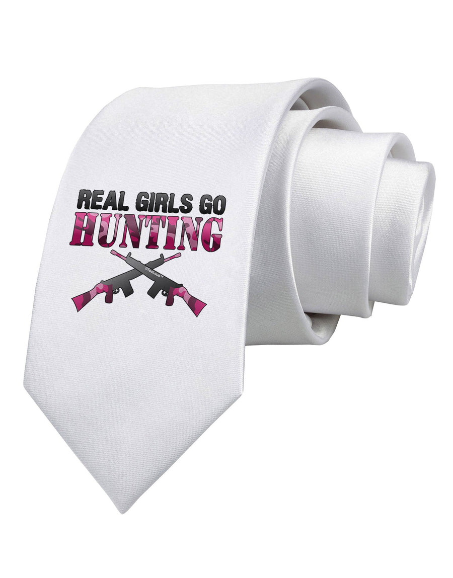 Real Girls Go Hunting Printed White Necktie