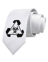 Recycle Biohazard Sign Black and White Printed White Necktie by TooLoud