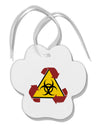 Recycle Biohazard Sign Paw Print Shaped Ornament by TooLoud-Ornament-TooLoud-White-Davson Sales