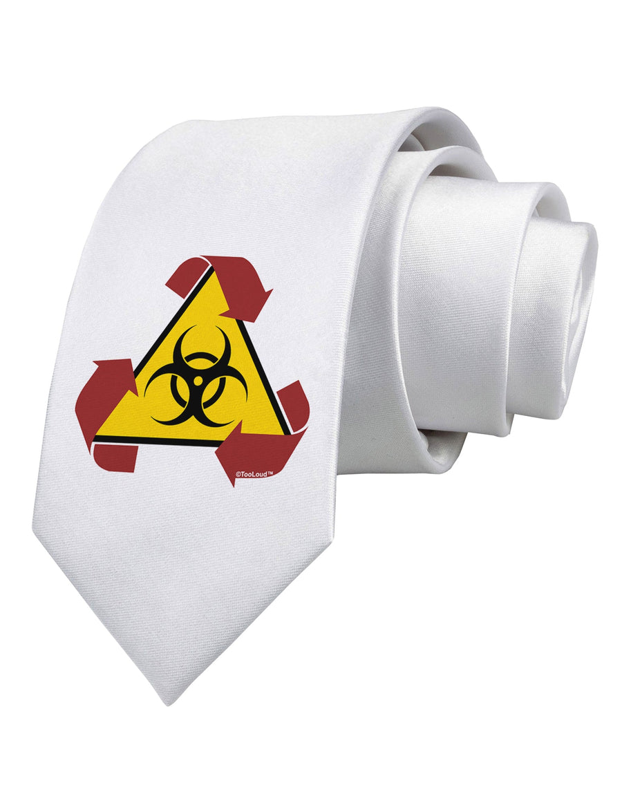 Recycle Biohazard Sign Printed White Necktie by TooLoud