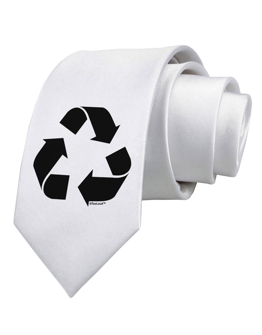 Recycle Black and White Printed White Necktie by TooLoud