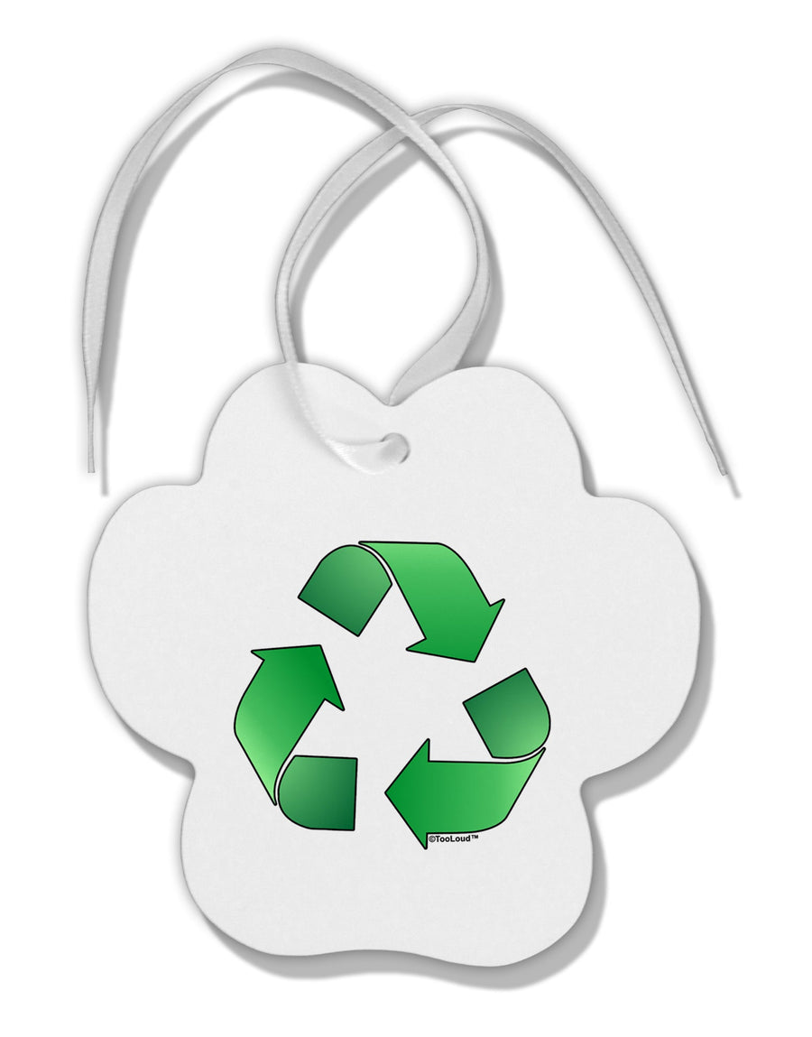 Recycle Green Paw Print Shaped Ornament by TooLoud-Ornament-TooLoud-White-Davson Sales