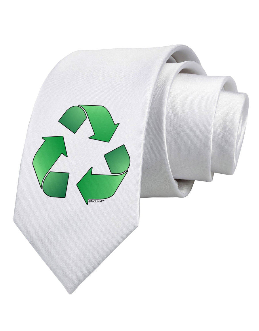 Recycle Green Printed White Necktie by TooLoud