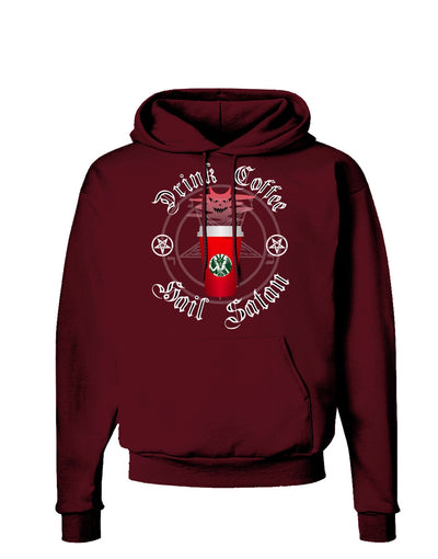 Red Cup Drink Coffee Hail Satan Dark Hoodie Sweatshirt by-Hoodie-TooLoud-Maroon-Small-Davson Sales