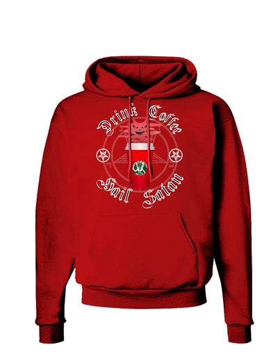 Red Cup Drink Coffee Hail Satan Dark Hoodie Sweatshirt by-Hoodie-TooLoud-Red-Small-Davson Sales
