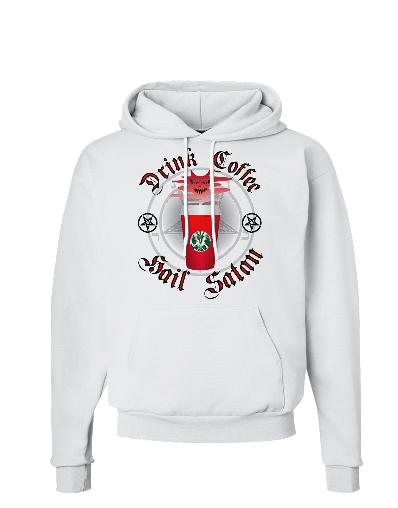 Red Cup Drink Coffee Hail Satan Hoodie Sweatshirt by-Hoodie-TooLoud-White-Small-Davson Sales