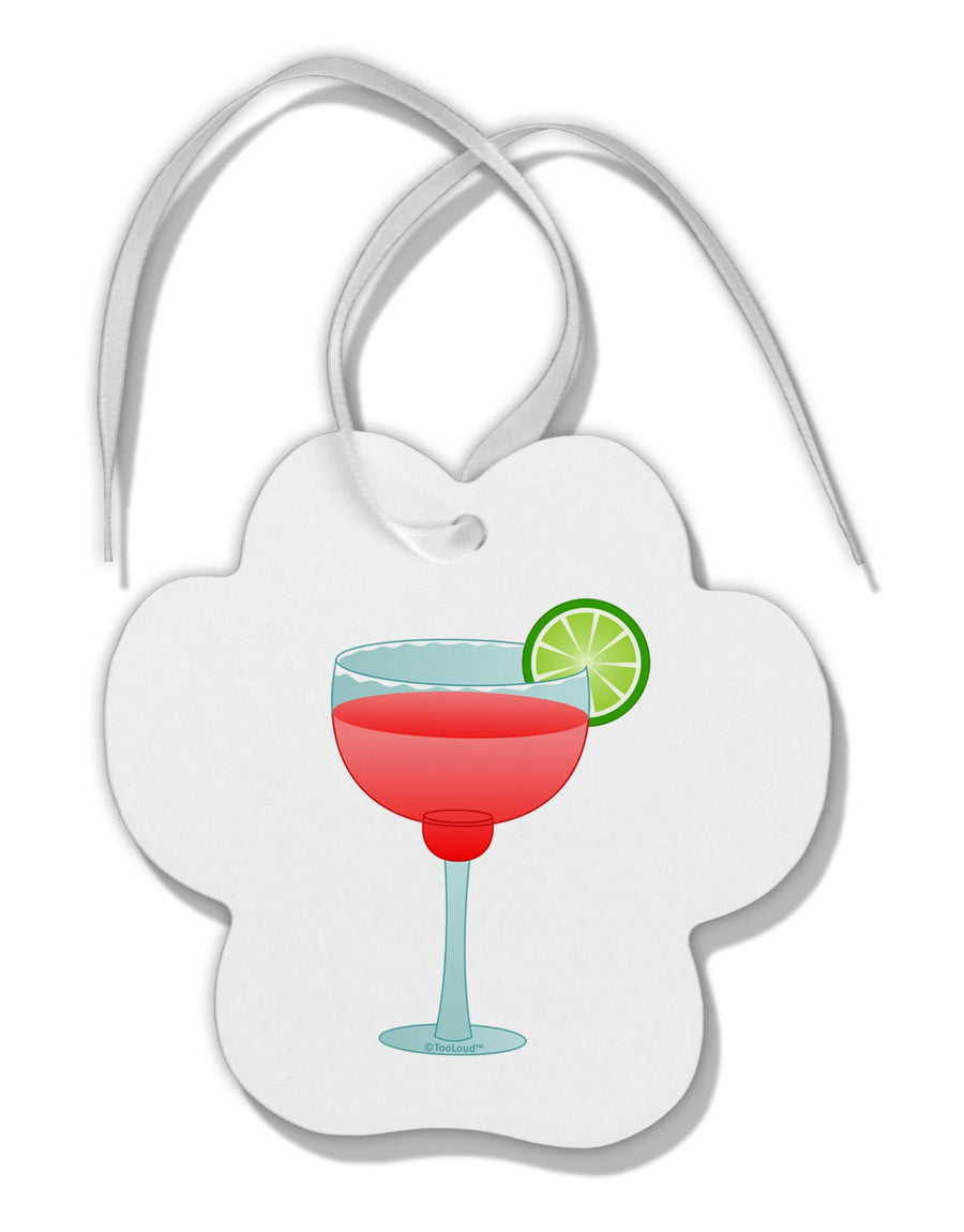 Red Margarita with Lime - Cinco de Mayo Paw Print Shaped Ornament by TooLoud-Ornament-TooLoud-White-Davson Sales