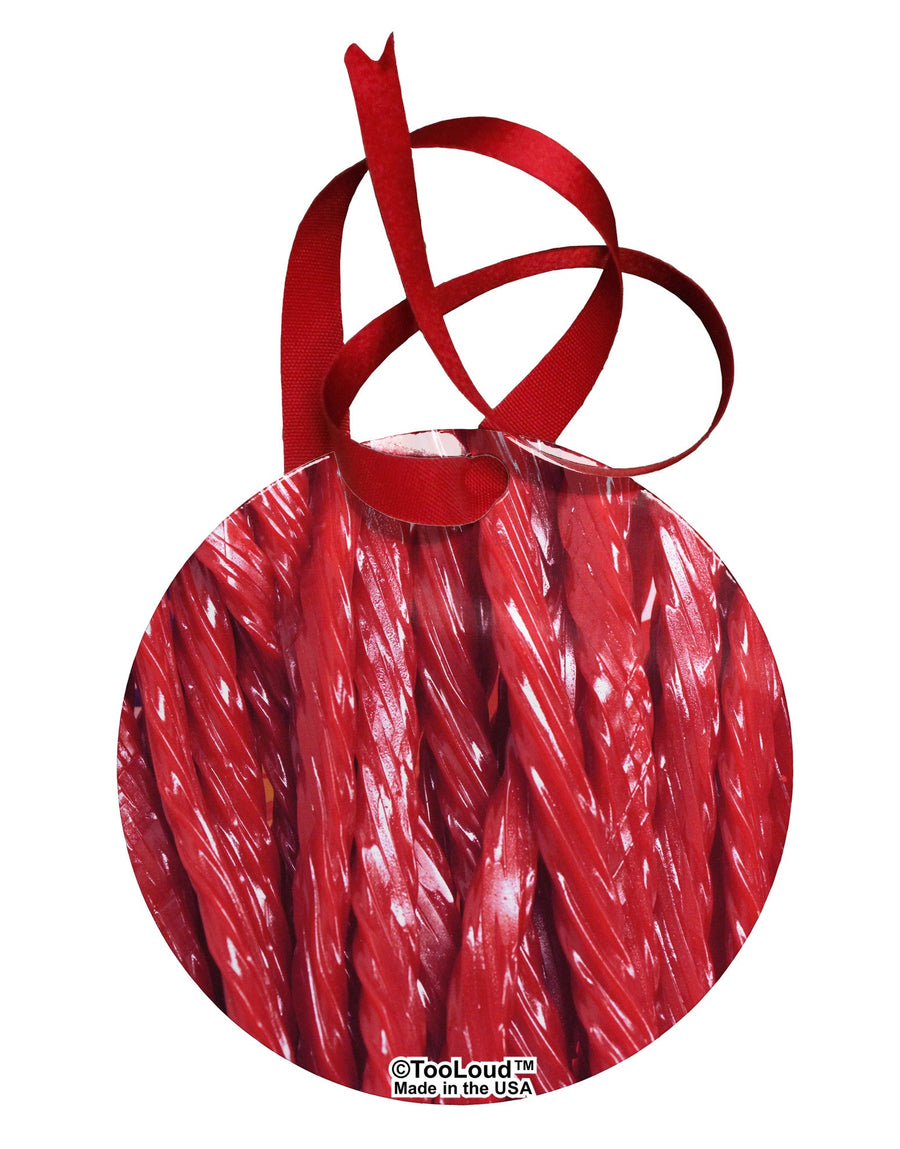 Red Rope Candy All Over Circular Metal Ornament All Over Print-Ornament-TooLoud-White-Davson Sales