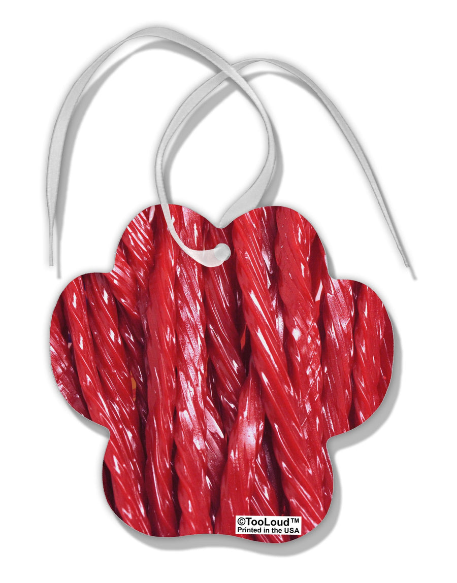 Red Rope Candy All Over Paw Print Shaped Ornament All Over Print-Ornament-TooLoud-White-Davson Sales