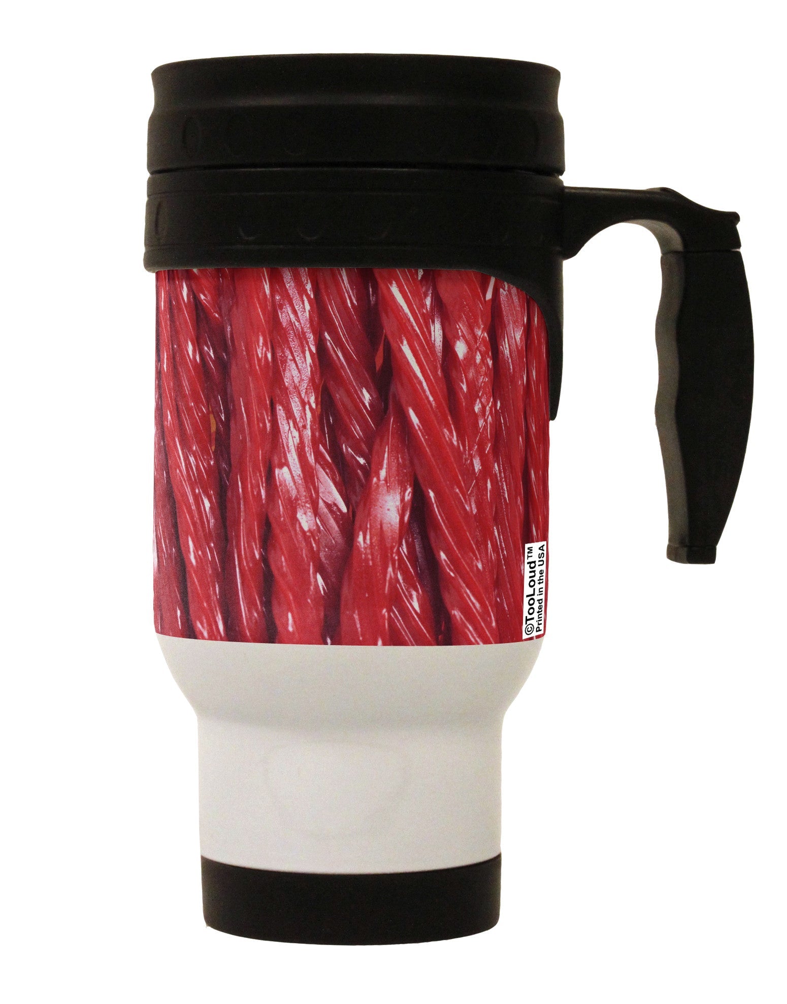 Red Rope Candy All Over Stainless Steel 14oz Travel Mug All Over Print-Travel Mugs-TooLoud-White-Davson Sales