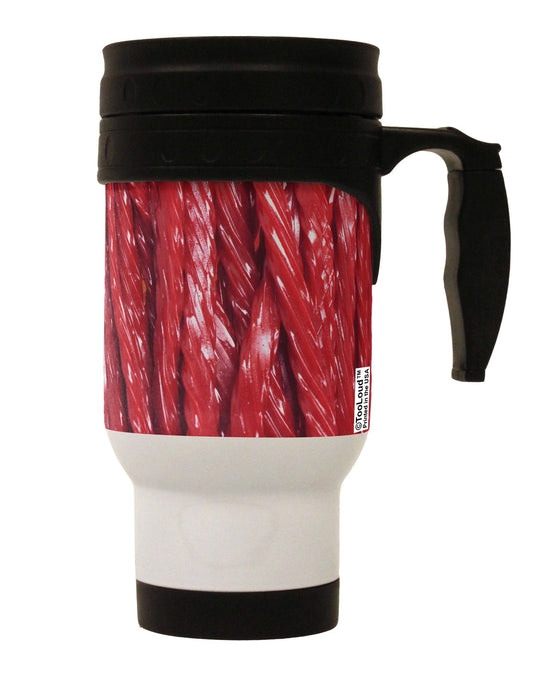 Red Rope Candy All Over Stainless Steel 14oz Travel Mug All Over Print-Travel Mugs-TooLoud-White-Davson Sales